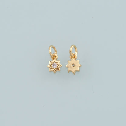 Gold Sun Charms,18K Gold Filled Sun Pendant,CZ Micro Pave Celestial Charm Bracelet Necklace for DIY Jewelry Making Supply