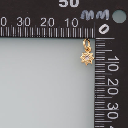 Gold Sun Charms,18K Gold Filled Sun Pendant,CZ Micro Pave Celestial Charm Bracelet Necklace for DIY Jewelry Making Supply