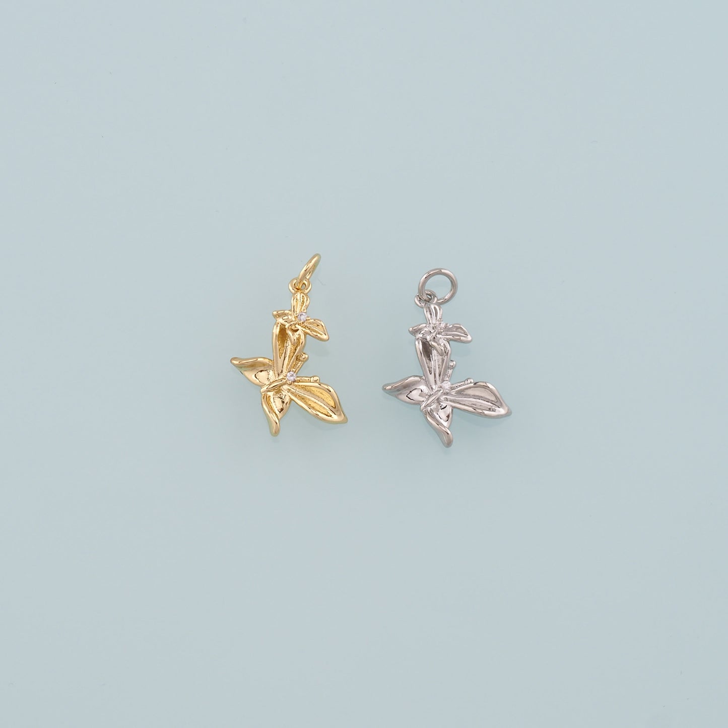 Gold Butterfly Charms,18K Gold Filled Butterfly Pendant,CZ Micro Pave Butterfly Charm Bracelet Necklace for DIY Jewelry Making Supply