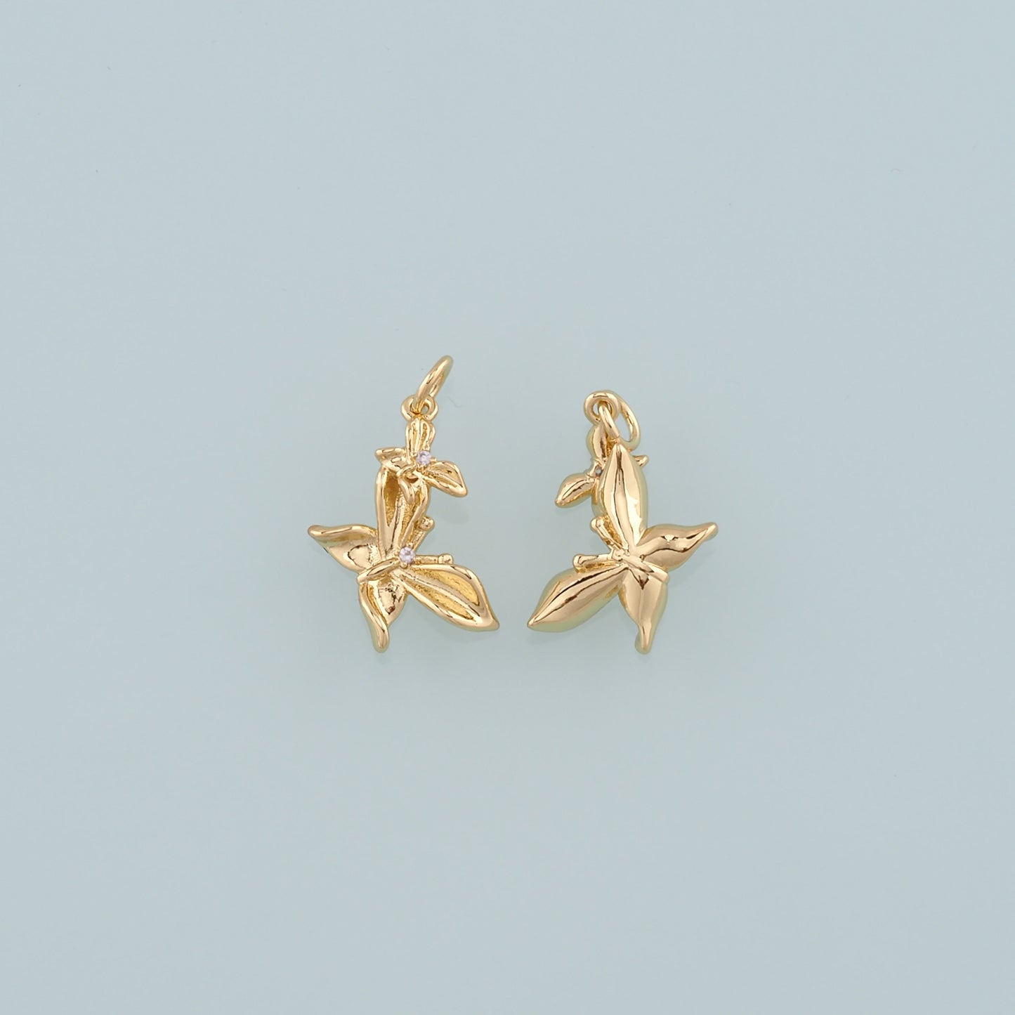 Gold Butterfly Charms,18K Gold Filled Butterfly Pendant,CZ Micro Pave Butterfly Charm Bracelet Necklace for DIY Jewelry Making Supply
