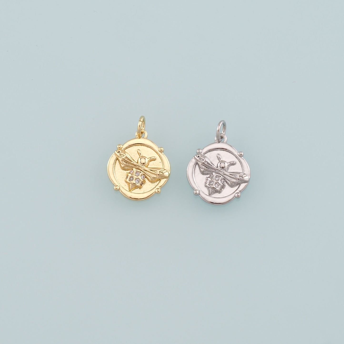 Gold Insect Charms,18K Gold Filled Bee Pendant,CZ Micro Pave Bee Charm Bracelet Necklace for DIY Jewelry Making Supply