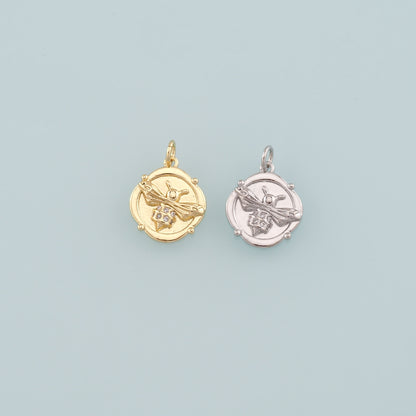 Gold Insect Charms,18K Gold Filled Bee Pendant,CZ Micro Pave Bee Charm Bracelet Necklace for DIY Jewelry Making Supply