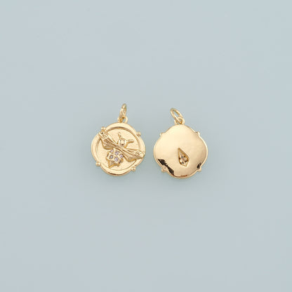 Gold Insect Charms,18K Gold Filled Bee Pendant,CZ Micro Pave Bee Charm Bracelet Necklace for DIY Jewelry Making Supply