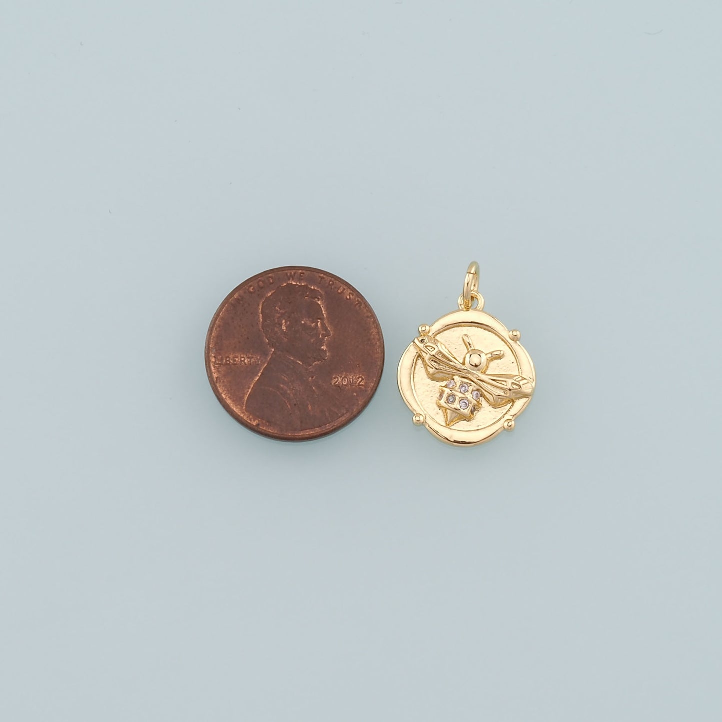Gold Insect Charms,18K Gold Filled Bee Pendant,CZ Micro Pave Bee Charm Bracelet Necklace for DIY Jewelry Making Supply