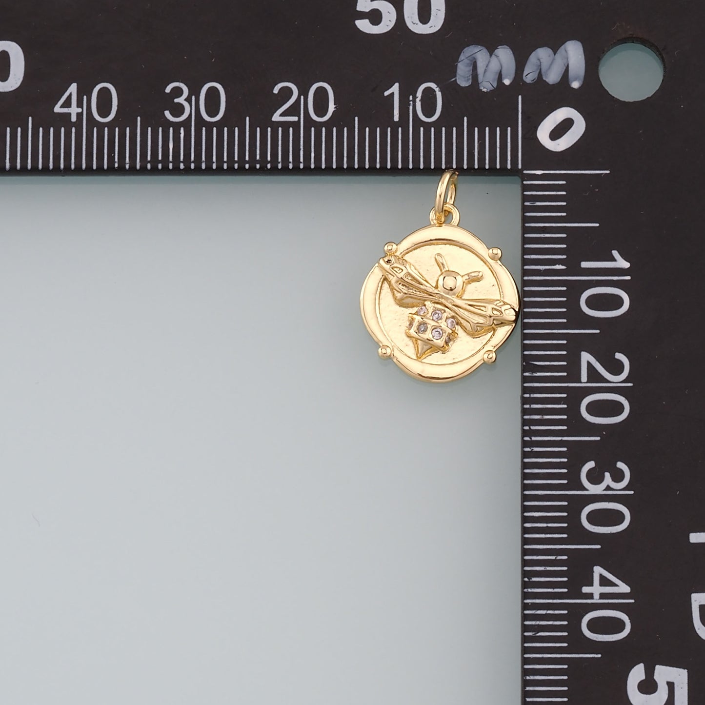Gold Insect Charms,18K Gold Filled Bee Pendant,CZ Micro Pave Bee Charm Bracelet Necklace for DIY Jewelry Making Supply