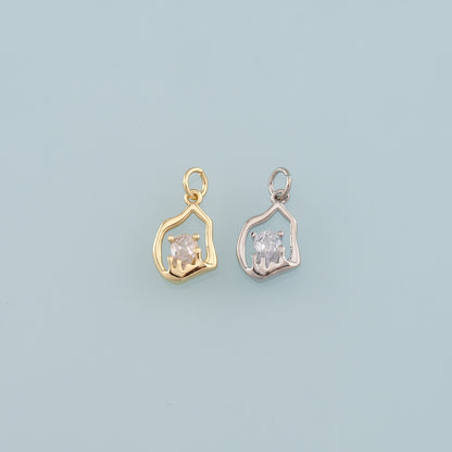 18K Gold Filled Geometry Pendant,CZ Micro Pave Geometry Charm Bracelet Necklace for DIY Jewelry Making Supply