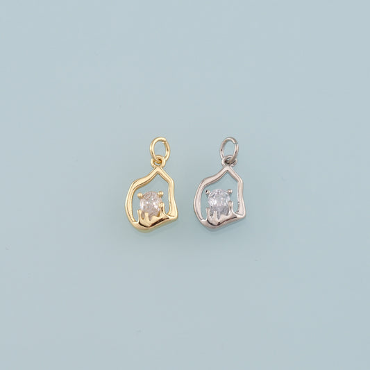 18K Gold Filled Geometry Pendant,CZ Micro Pave Geometry Charm Bracelet Necklace for DIY Jewelry Making Supply
