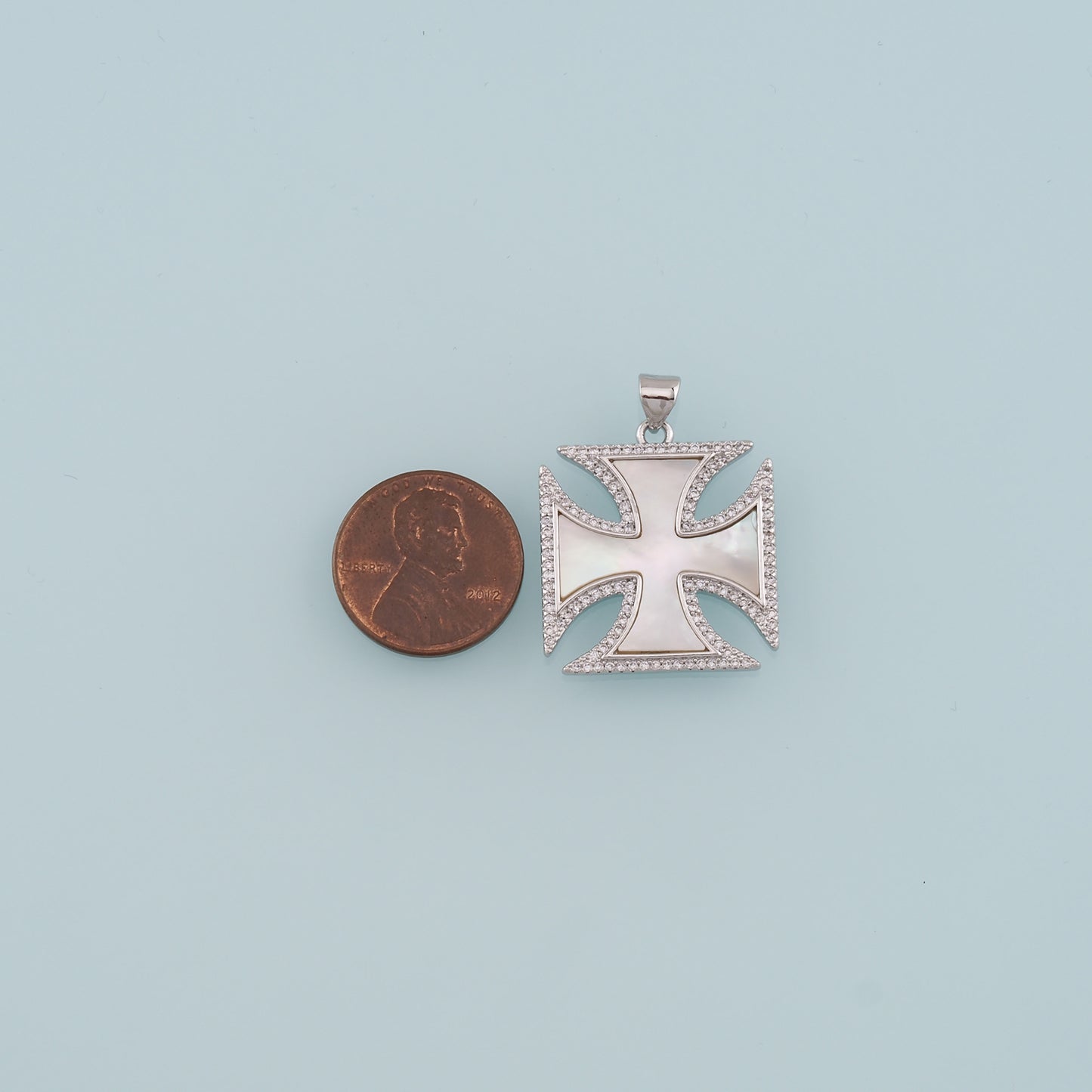 Gold Cross Charms,18K Gold Filled Shell Cross Pendant,CZ Micro Pave Religion Charm Bracelet Necklace for DIY Jewelry Making Supply