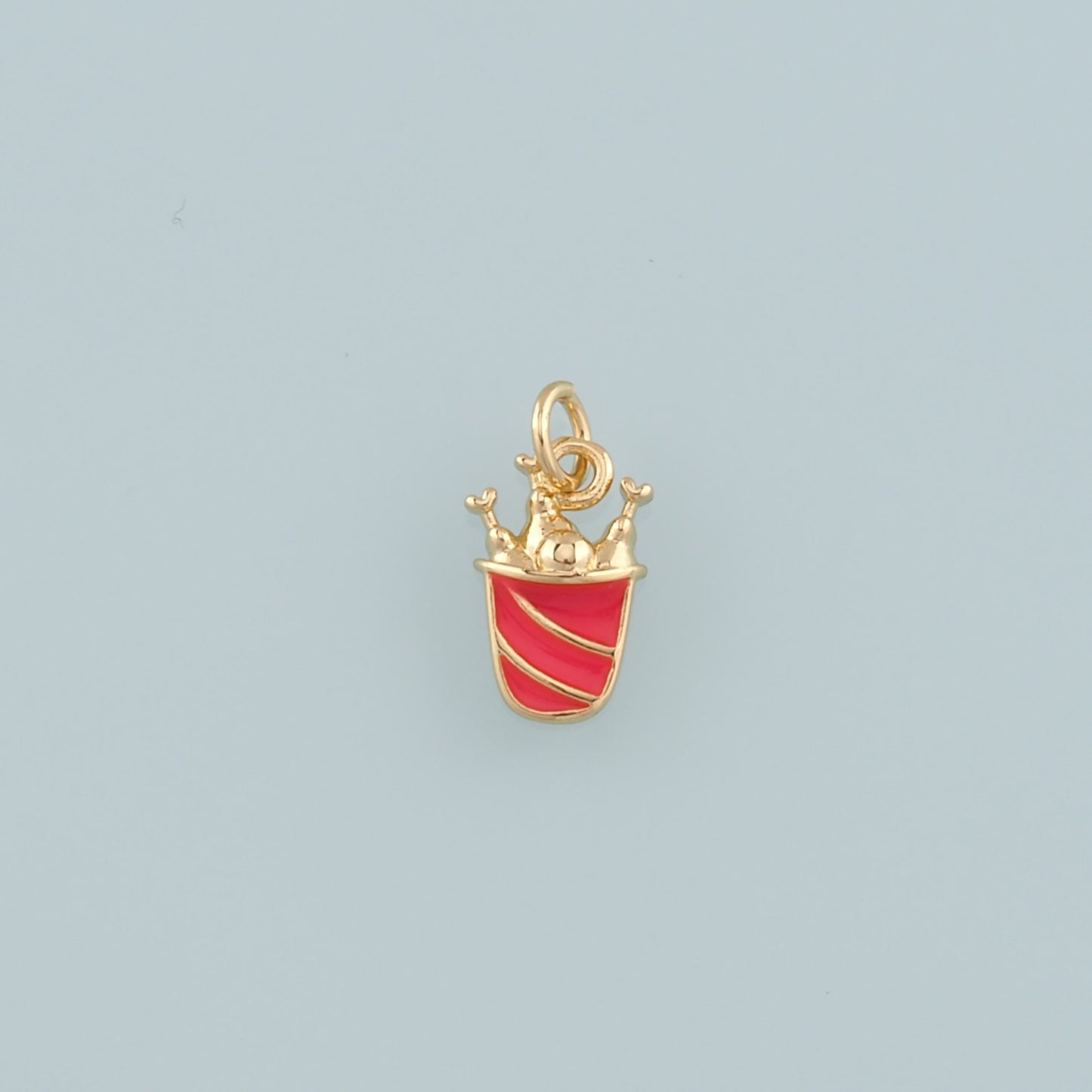 18K Gold Filled Fried Chicken Pendant,Enamel Fried Chicken Bucket Charm Bracelet Necklace for DIY Jewelry Making Supply