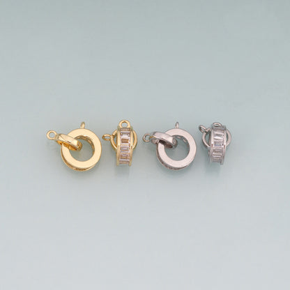 18K Gold Filled CZ Double Ring Connector,Round Connector Bracelet Necklace for DIY Jewelry Making Supply