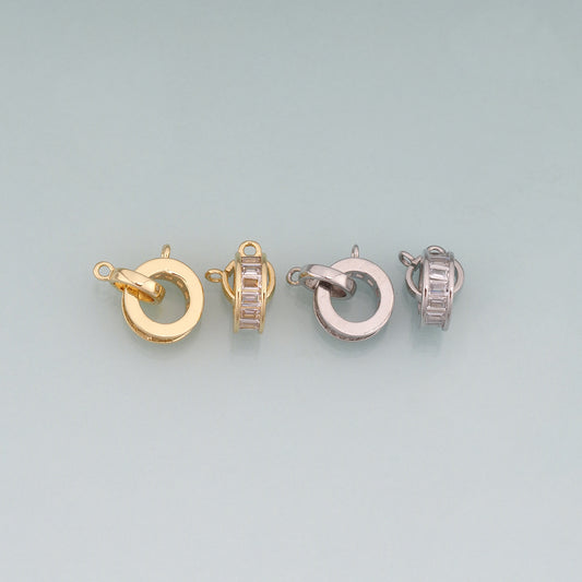 18K Gold Filled CZ Double Ring Connector,Round Connector Bracelet Necklace for DIY Jewelry Making Supply