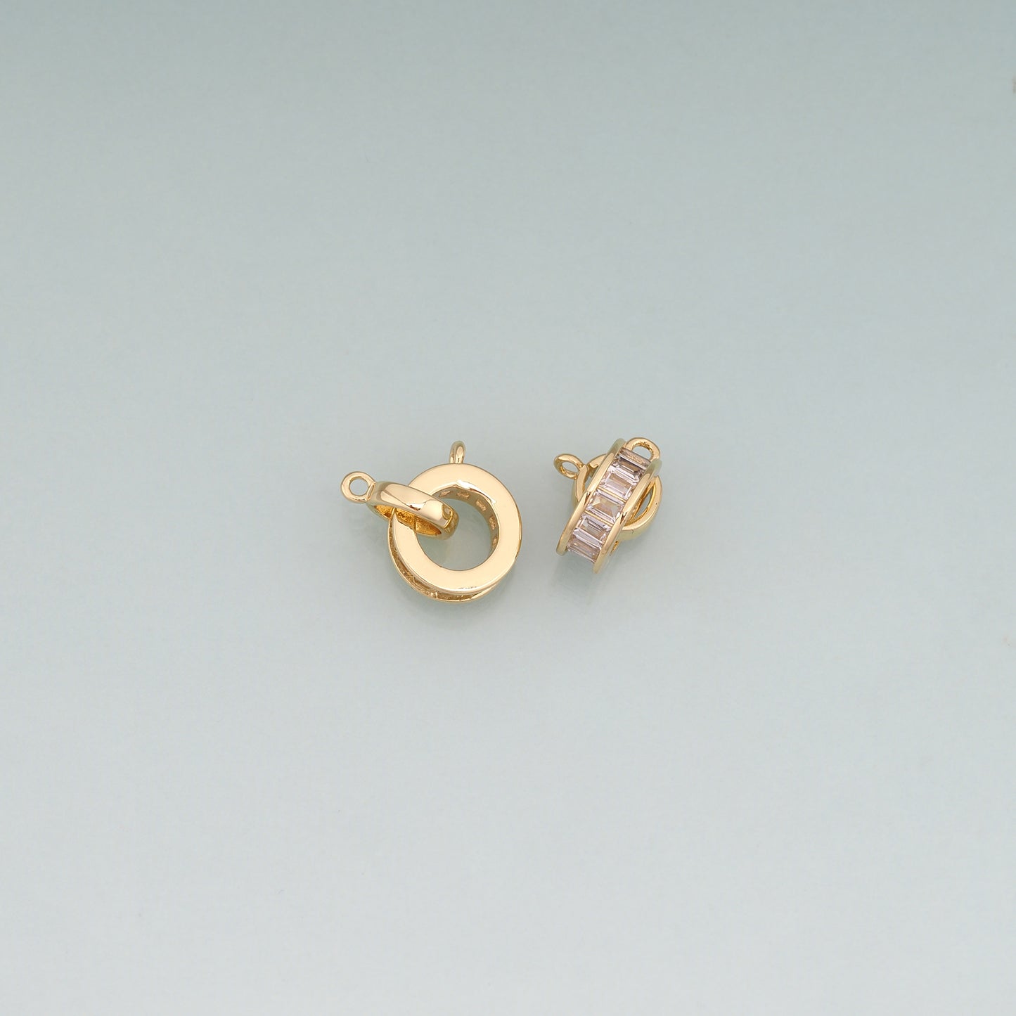 18K Gold Filled CZ Double Ring Connector,Round Connector Bracelet Necklace for DIY Jewelry Making Supply