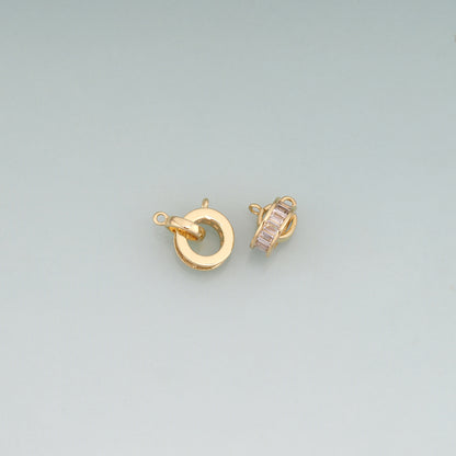 18K Gold Filled CZ Double Ring Connector,Round Connector Bracelet Necklace for DIY Jewelry Making Supply