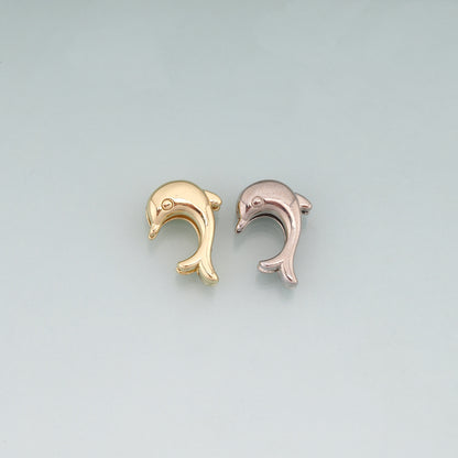 18K Gold Filled Dolphin Beads,Marine Theme Spacer Beads Bracelet Necklace for DIY Jewelry Making Supply