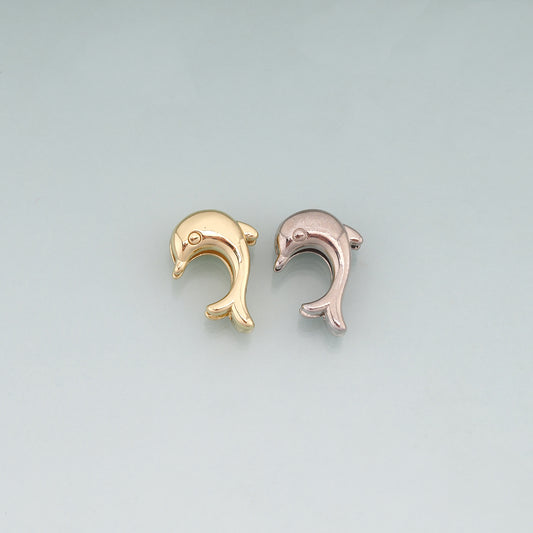 18K Gold Filled Dolphin Beads,Marine Theme Spacer Beads Bracelet Necklace for DIY Jewelry Making Supply