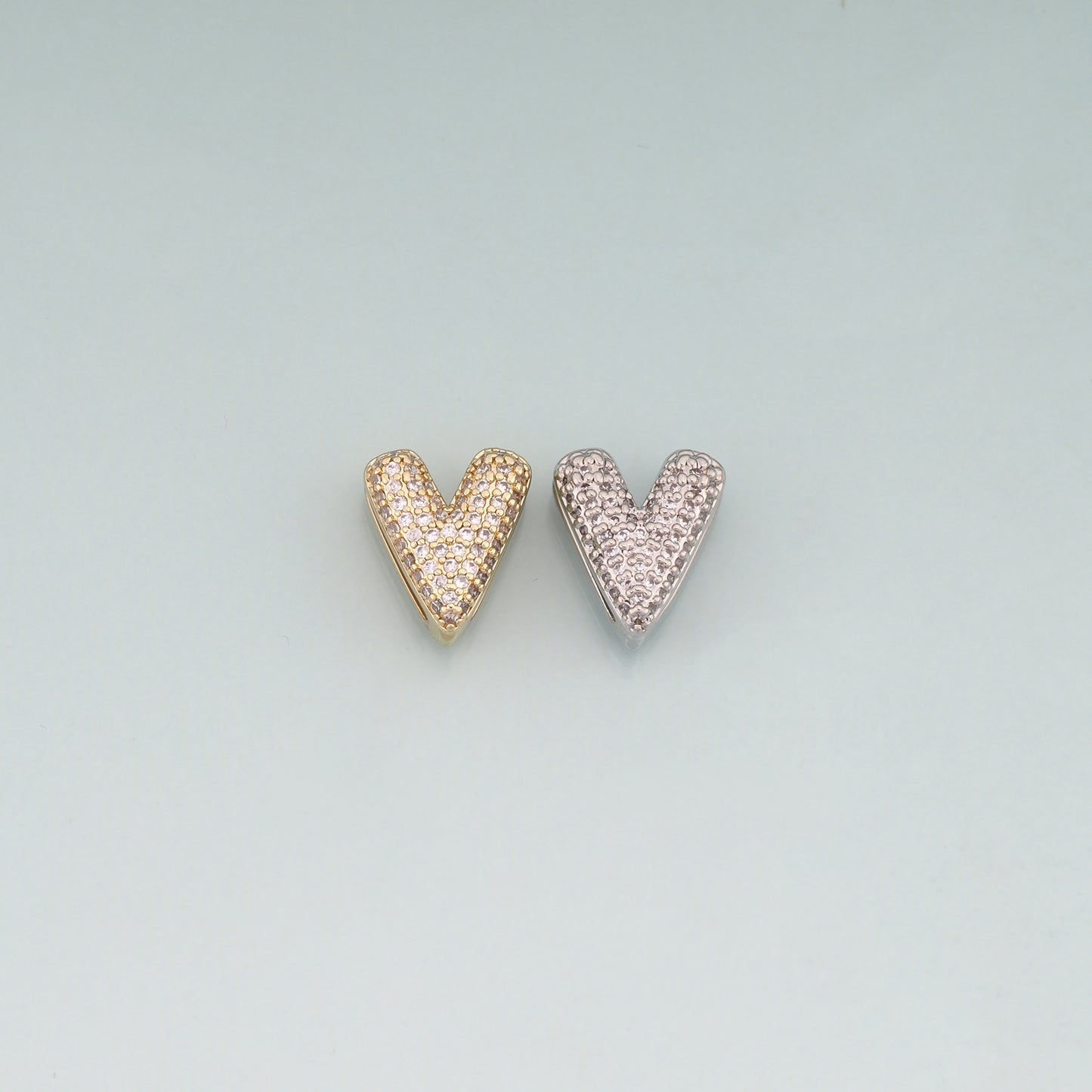 18K Gold Filled Pave CZ Heart Beads,Heart Spacer Beads Bracelet Necklace for DIY Jewelry Making Supply