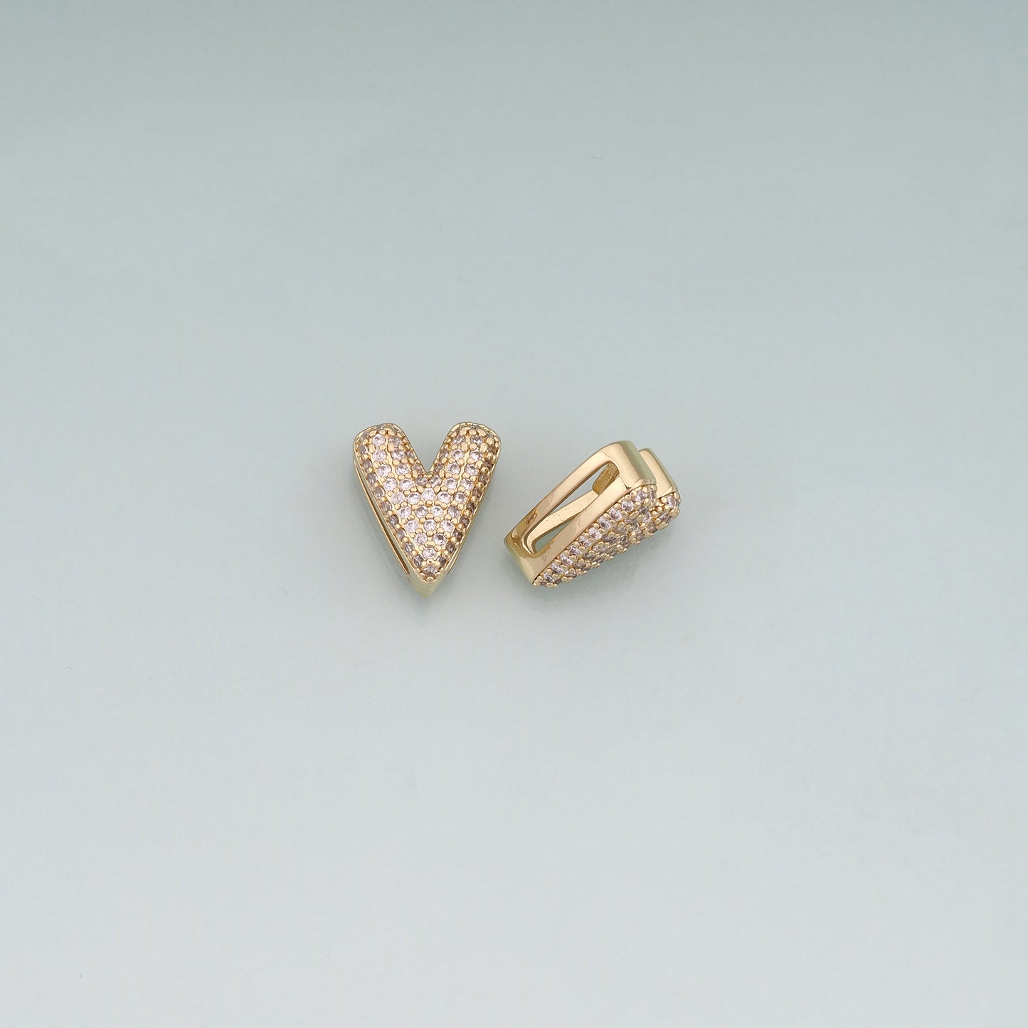 18K Gold Filled Pave CZ Heart Beads,Heart Spacer Beads Bracelet Necklace for DIY Jewelry Making Supply