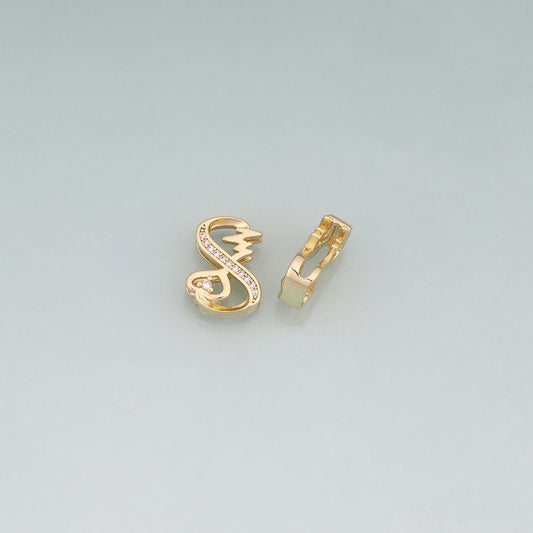18K Gold Filled CZ Heartbeat Heart Beads,Couple Heart Spacer Beads Bracelet Necklace for DIY Jewelry Making Supply