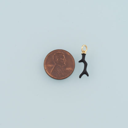 Gold Antler Charms,18K Gold Filled Antler Pendant,Enamel Elk Charm Bracelet Necklace for DIY Jewelry Making Supply