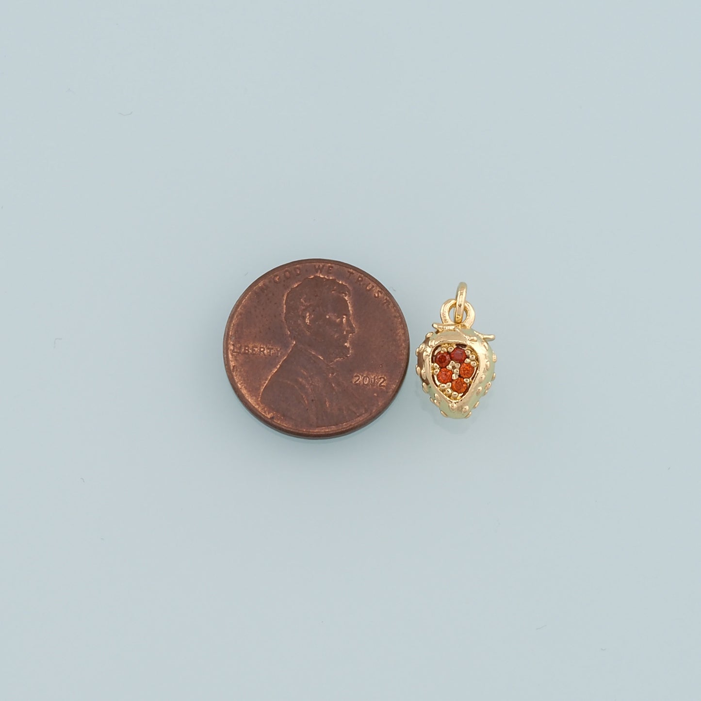 Gold Strawberry Charms,18K Gold Filled Strawberry Pendant,CZ Micro Pave Fruit Charm Bracelet Necklace for DIY Jewelry Making Supply