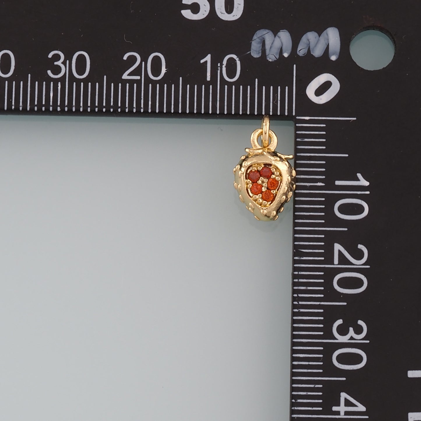 Gold Strawberry Charms,18K Gold Filled Strawberry Pendant,CZ Micro Pave Fruit Charm Bracelet Necklace for DIY Jewelry Making Supply