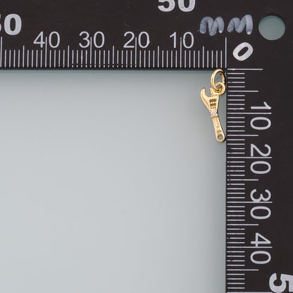 Gold Tool Charms,18K Gold Filled Wrench Pendant,CZ Micro Pave Wrench Charm Bracelet Necklace for DIY Jewelry Making Supply