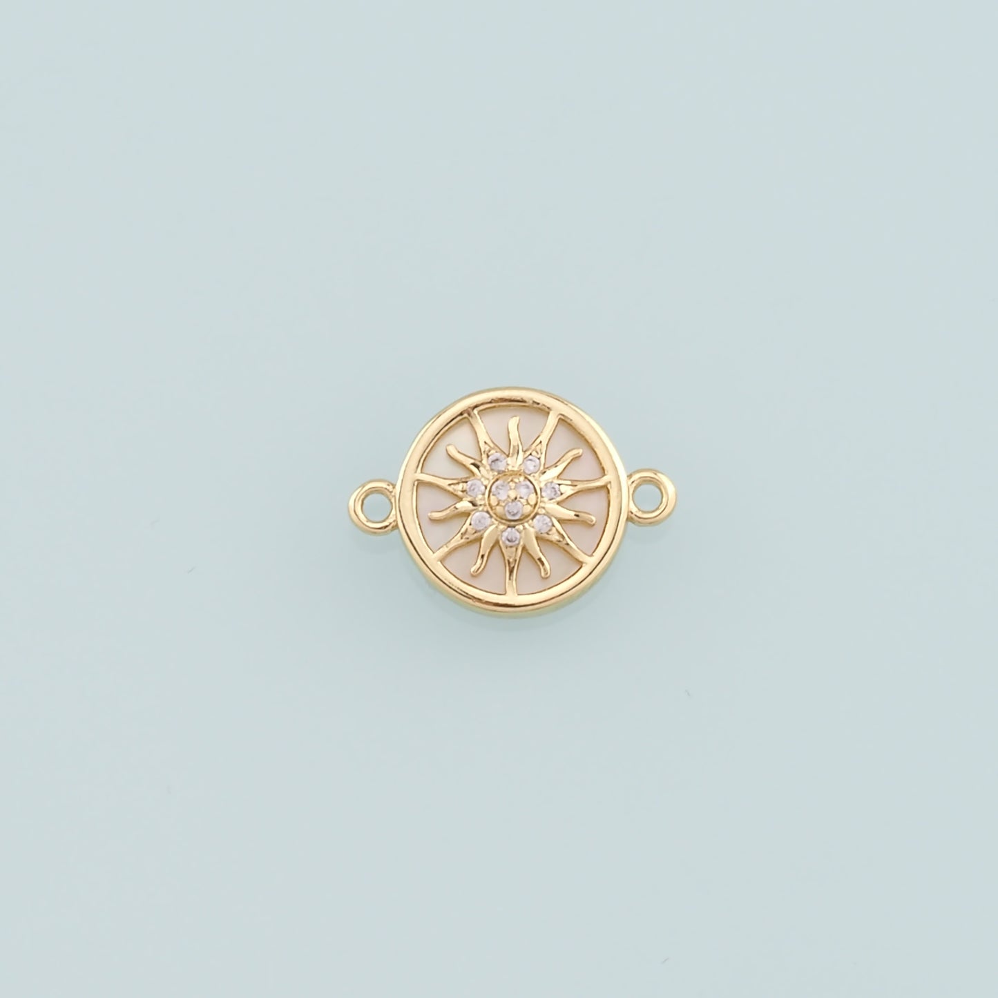 Gold Connector Charm,18K Gold Filled Sun Pendant,CZ Micro Pave Celestial Charm Bracelet Necklace for DIY Jewelry Making Supply