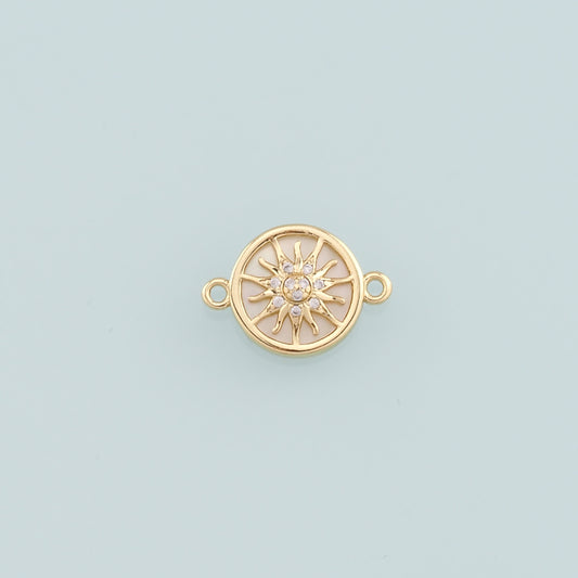 Gold Connector Charm,18K Gold Filled Sun Pendant,CZ Micro Pave Celestial Charm Bracelet Necklace for DIY Jewelry Making Supply