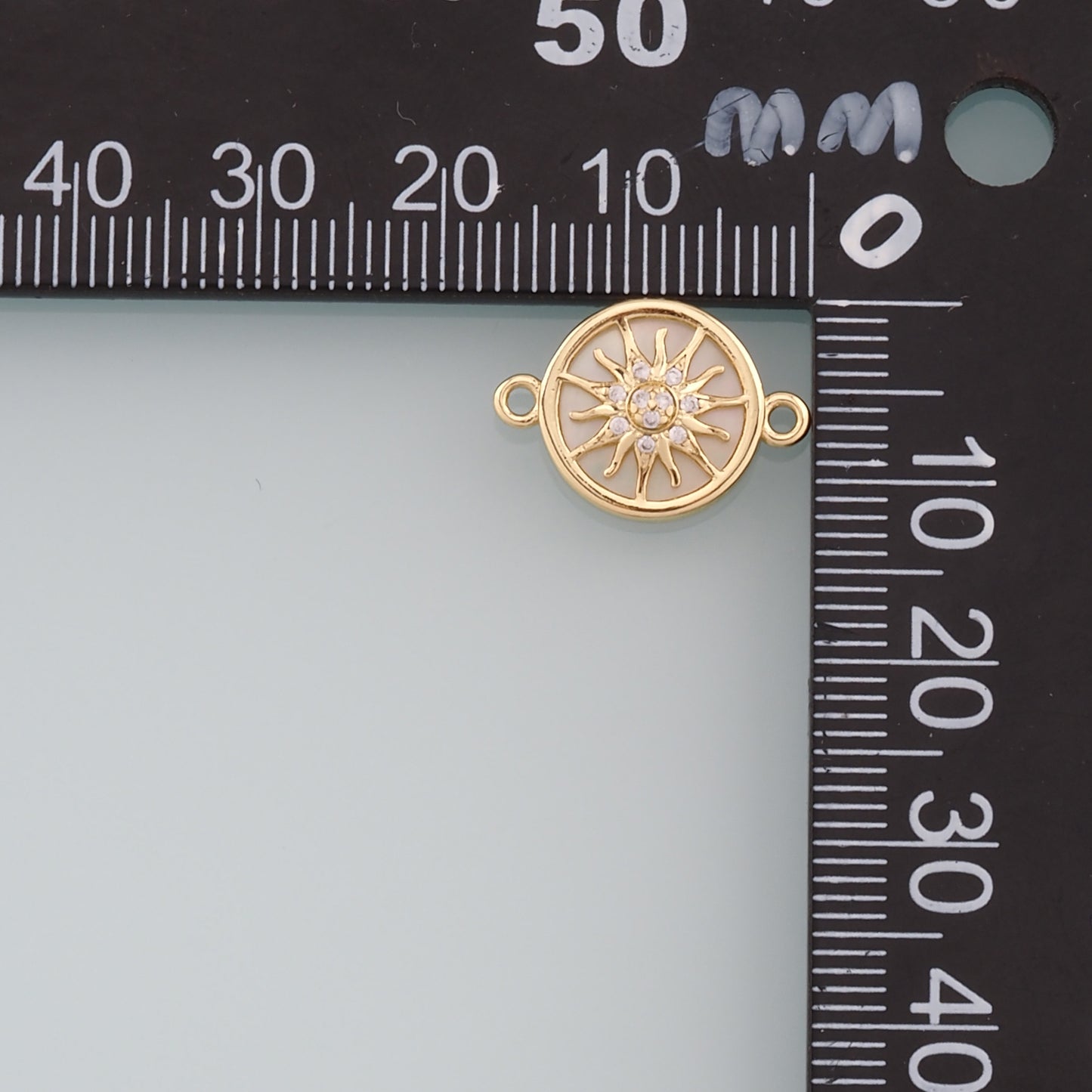 Gold Connector Charm,18K Gold Filled Sun Pendant,CZ Micro Pave Celestial Charm Bracelet Necklace for DIY Jewelry Making Supply