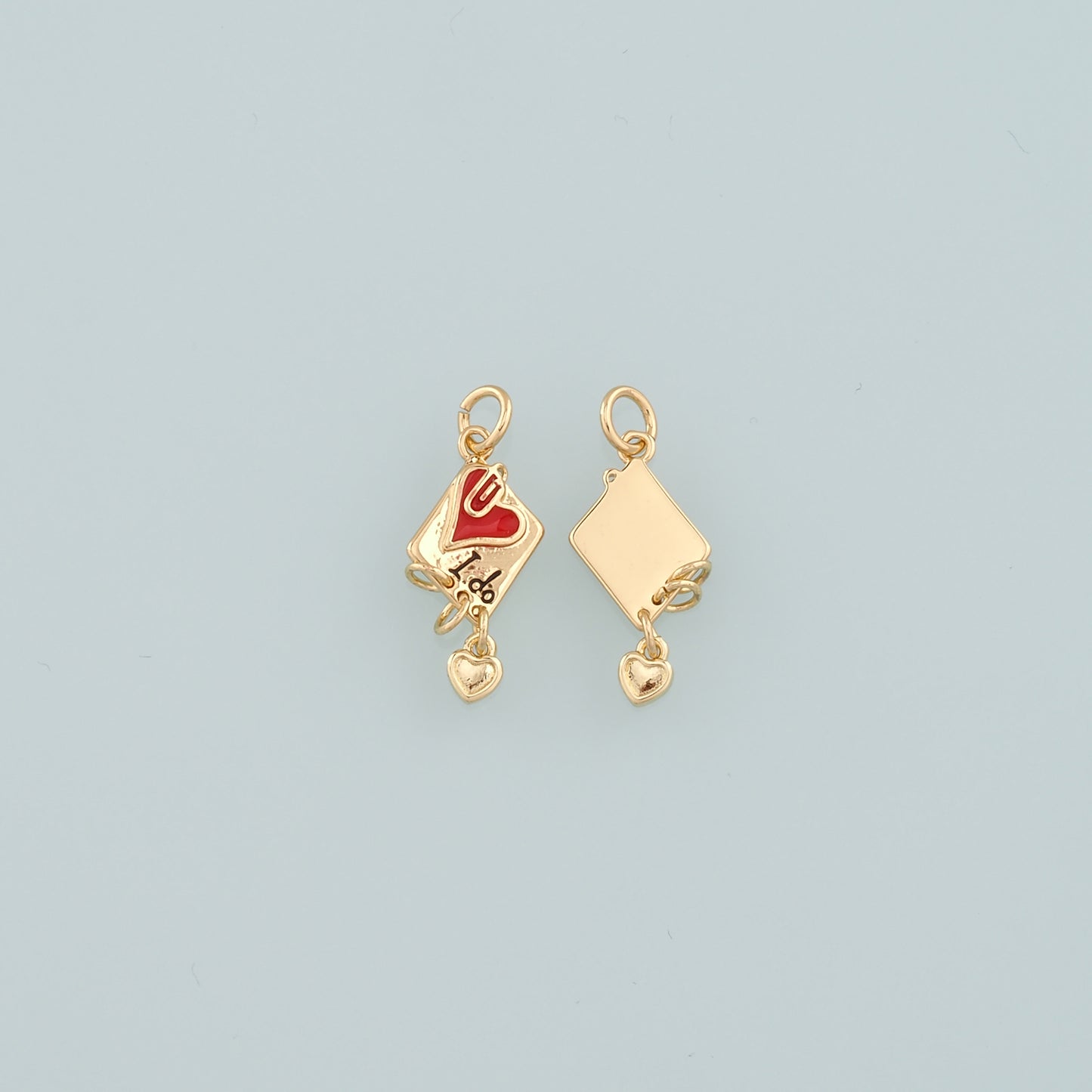 18K Gold Filled Love Letter Pendant,Enamel Heart Envelope Charm Bracelet Necklace for DIY Jewelry Making Supply