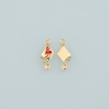 18K Gold Filled Love Letter Pendant,Enamel Heart Envelope Charm Bracelet Necklace for DIY Jewelry Making Supply