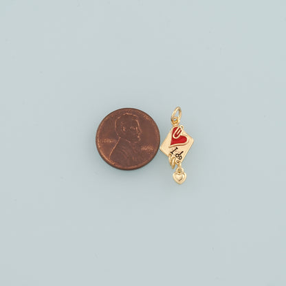 18K Gold Filled Love Letter Pendant,Enamel Heart Envelope Charm Bracelet Necklace for DIY Jewelry Making Supply