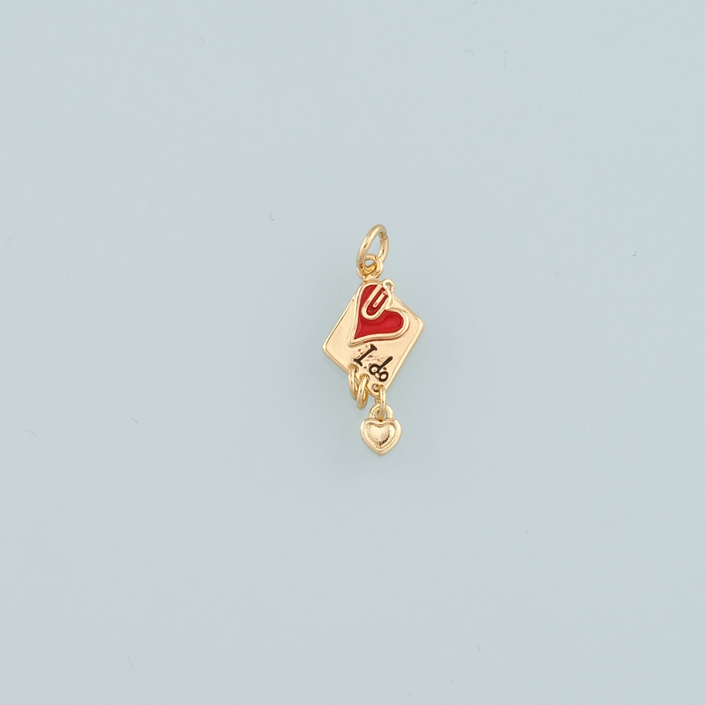 18K Gold Filled Love Letter Pendant,Enamel Heart Envelope Charm Bracelet Necklace for DIY Jewelry Making Supply