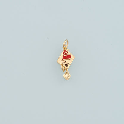 18K Gold Filled Love Letter Pendant,Enamel Heart Envelope Charm Bracelet Necklace for DIY Jewelry Making Supply
