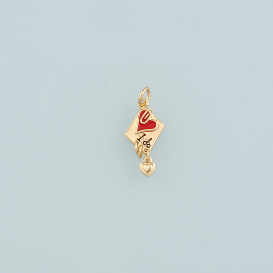 18K Gold Filled Love Letter Pendant,Enamel Heart Envelope Charm Bracelet Necklace for DIY Jewelry Making Supply