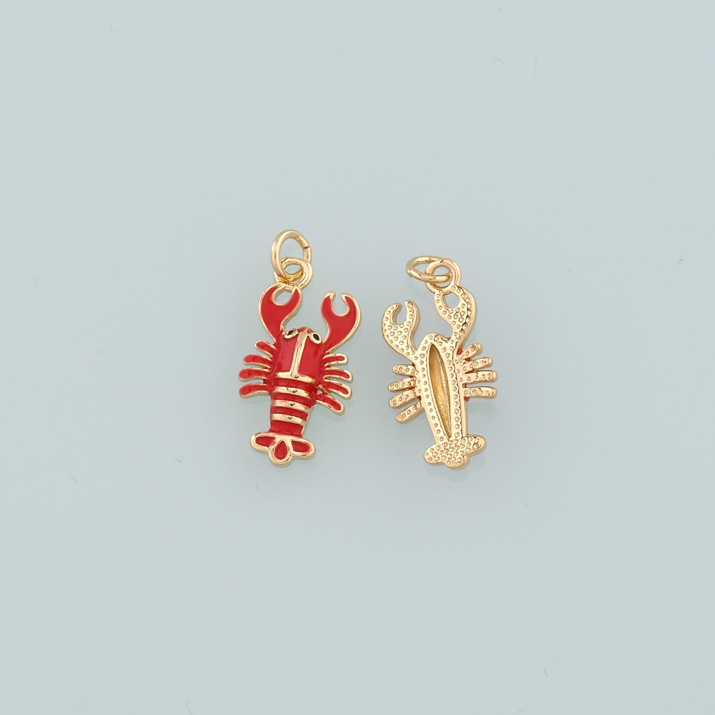 Cute Lobster Charms,18K Gold Filled Enamel Lobster Pendant,kawaii Ocean Charm Bracelet Necklace for DIY Jewelry Making Supply