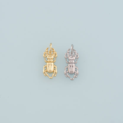 Gold Beetle Charms,18K Gold Filled Beetle Pendant,Insect Charm Bracelet Necklace for DIY Jewelry Making Supply