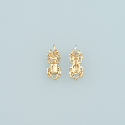Gold Beetle Charms,18K Gold Filled Beetle Pendant,Insect Charm Bracelet Necklace for DIY Jewelry Making Supply