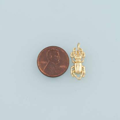 Gold Beetle Charms,18K Gold Filled Beetle Pendant,Insect Charm Bracelet Necklace for DIY Jewelry Making Supply