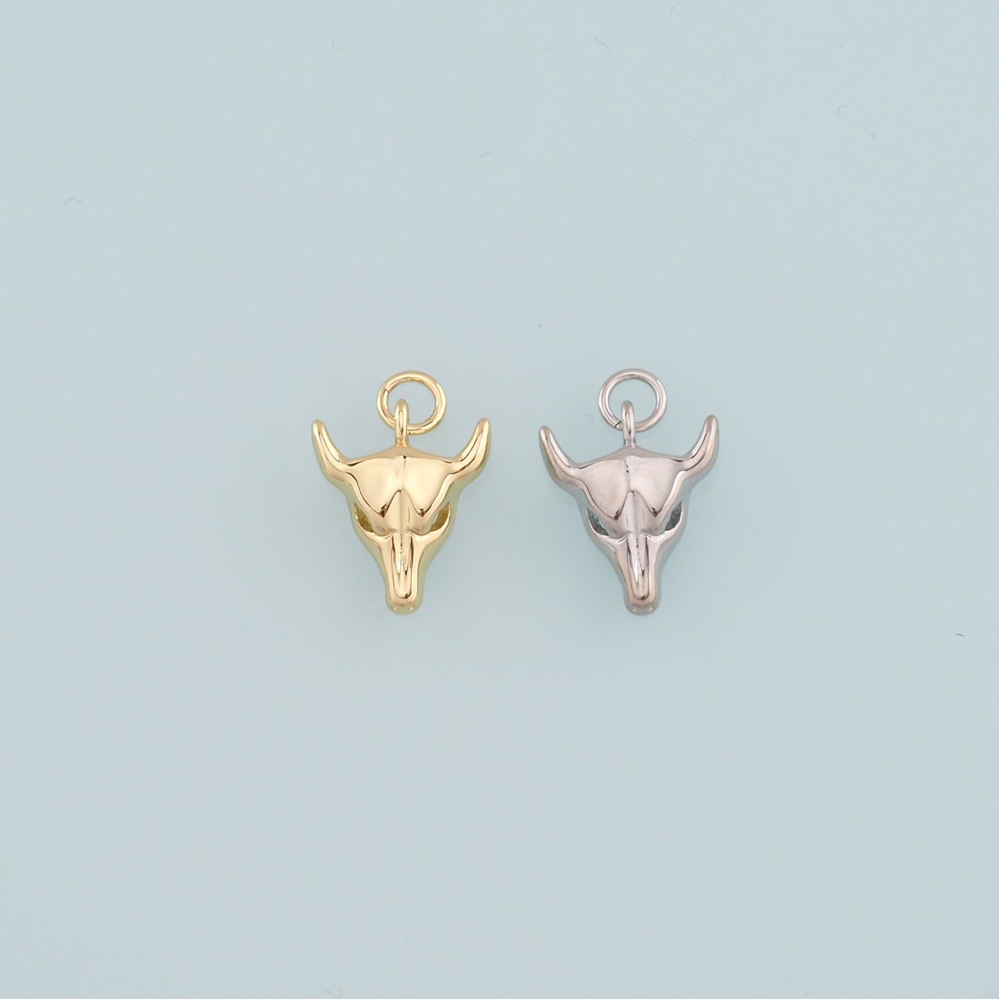Gold Ox Charms,18K Gold Filled Bull Head Pendant,Bull Charm Bracelet Necklace for DIY Jewelry Making Supply