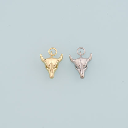 Gold Ox Charms,18K Gold Filled Bull Head Pendant,Bull Charm Bracelet Necklace for DIY Jewelry Making Supply