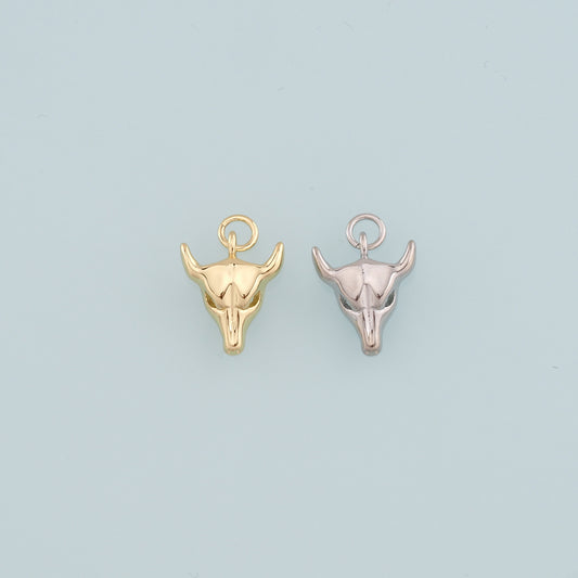 Gold Ox Charms,18K Gold Filled Bull Head Pendant,Bull Charm Bracelet Necklace for DIY Jewelry Making Supply