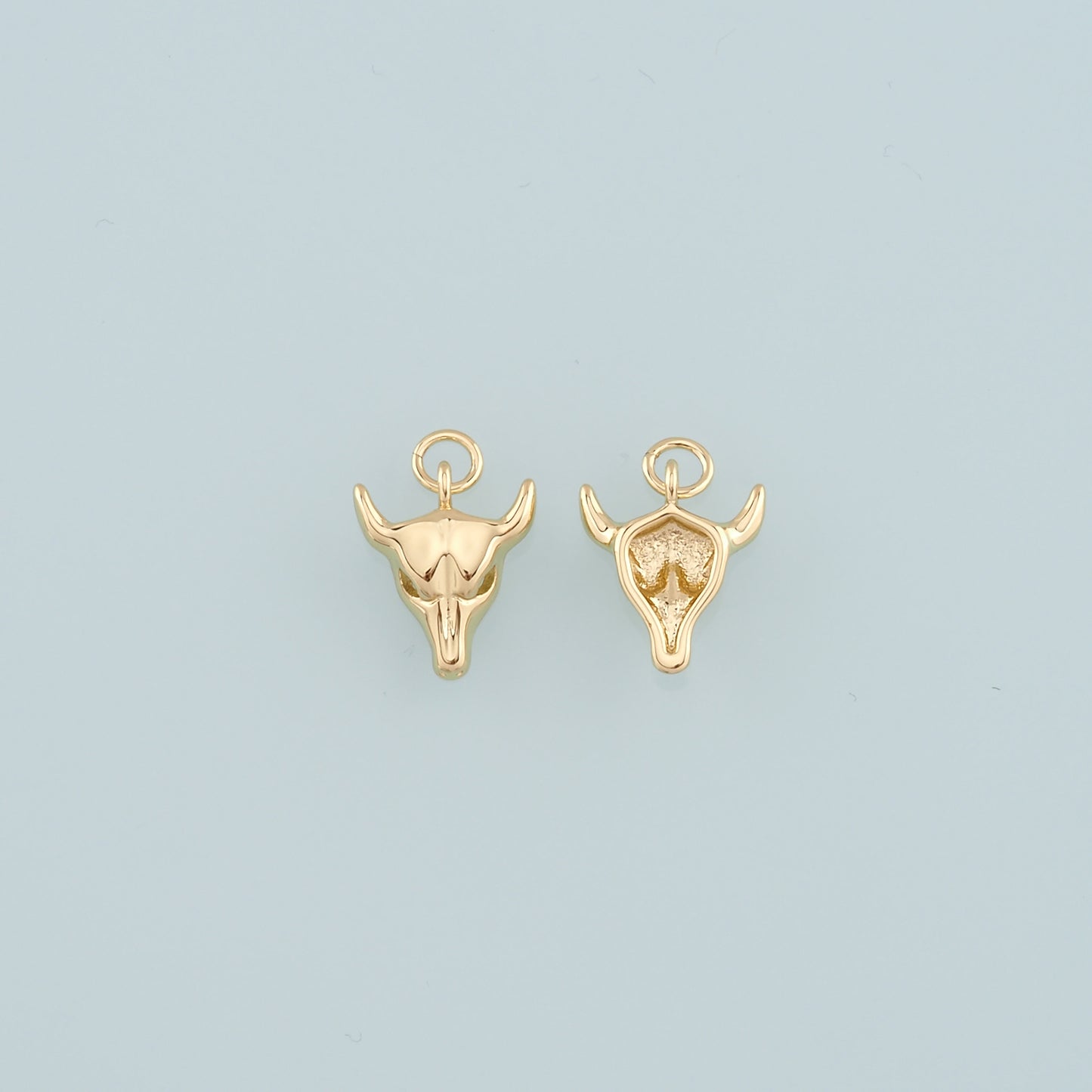 Gold Ox Charms,18K Gold Filled Bull Head Pendant,Bull Charm Bracelet Necklace for DIY Jewelry Making Supply
