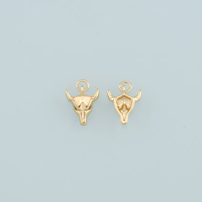 Gold Ox Charms,18K Gold Filled Bull Head Pendant,Bull Charm Bracelet Necklace for DIY Jewelry Making Supply