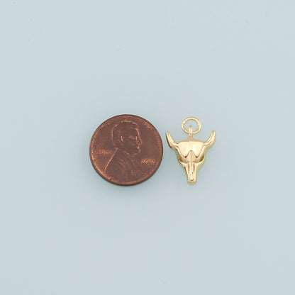 Gold Ox Charms,18K Gold Filled Bull Head Pendant,Bull Charm Bracelet Necklace for DIY Jewelry Making Supply