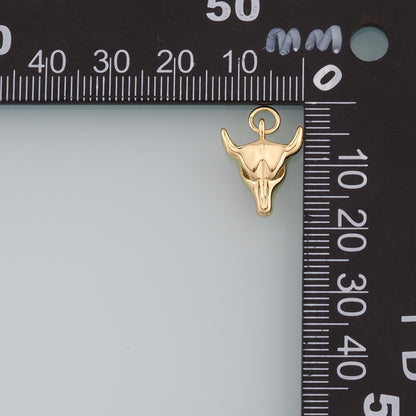 Gold Ox Charms,18K Gold Filled Bull Head Pendant,Bull Charm Bracelet Necklace for DIY Jewelry Making Supply