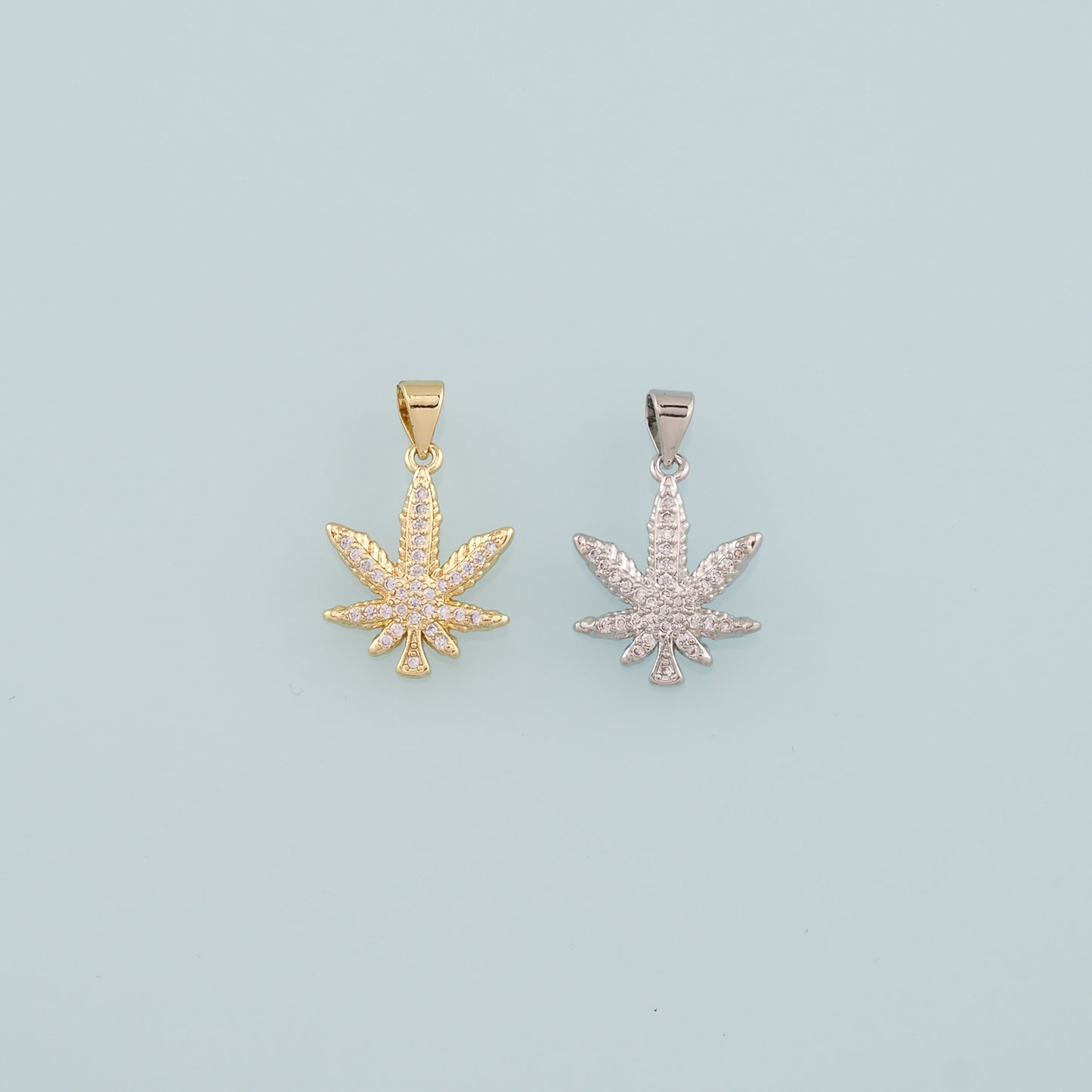 Gold Maple Leaf Charms,18K Gold Filled Maple Leaf Pendant,CZ Maple Leaf Charm Bracelet Necklace for DIY Jewelry Making Supply