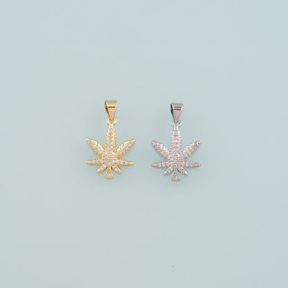 Gold Maple Leaf Charms,18K Gold Filled Maple Leaf Pendant,CZ Maple Leaf Charm Bracelet Necklace for DIY Jewelry Making Supply