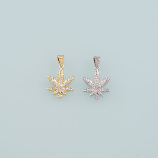 Gold Maple Leaf Charms,18K Gold Filled Maple Leaf Pendant,CZ Maple Leaf Charm Bracelet Necklace for DIY Jewelry Making Supply