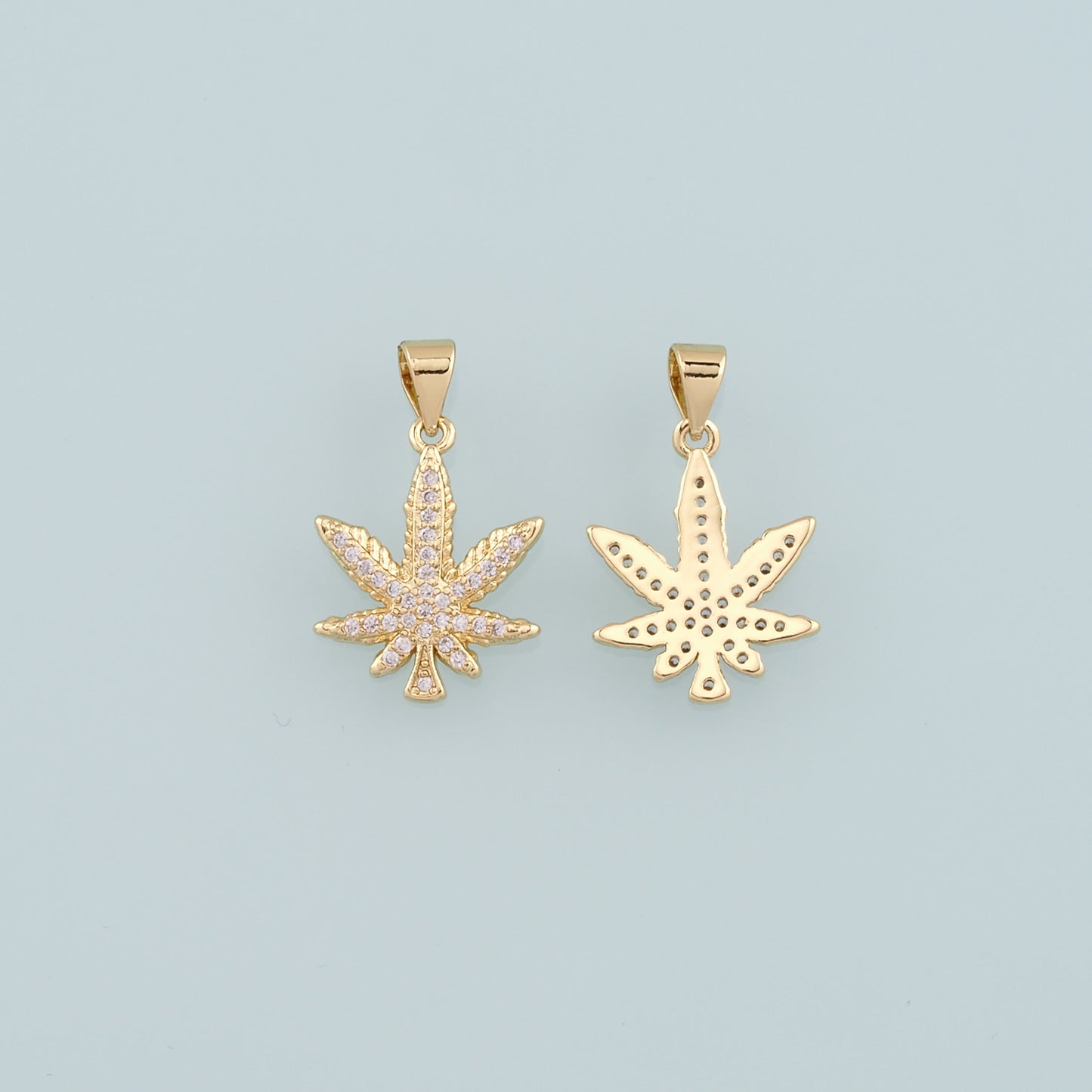 Gold Maple Leaf Charms,18K Gold Filled Maple Leaf Pendant,CZ Maple Leaf Charm Bracelet Necklace for DIY Jewelry Making Supply